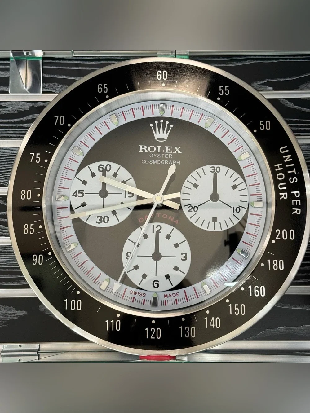 DAYTONA Cosmograph Wall Clock | Black Bezel Insert | White & Black 